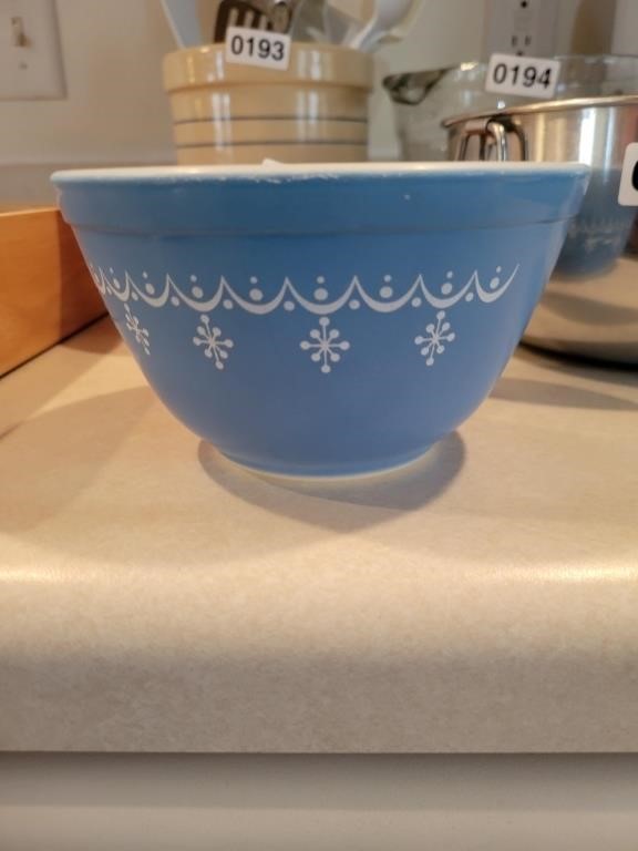 Blue Pyrex Snowflake Mixing Bowl
