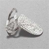 Sterling Silver Cubic Zirconia Nail Ring