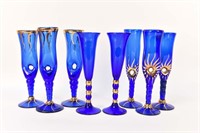 (8) COBALT MURANO GLASSES