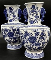 2 Chinese Blue & White Porcelain Vases