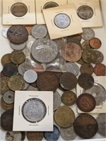 TRAY OF ASSORTED FOREIGN COINS