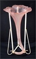 Vintage Frosted Pink Flared Neck Resting Vase