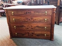 Rosewood & Walnut Marble Top Chest 31"h,45"w20"d