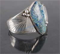 Navajo Sterling Bracelet & Rare Chrysocolla Stone