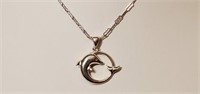 .925 Sterling Silver Dolphin Pendant & Chain