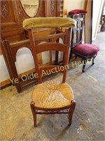 Oak Prayer Chair With Rush Bottom Seat