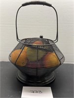 Vintage wire basket w/ faux fruit