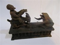 Frog and Man Cast Iron Bank