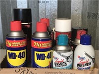 Assortment of spray lubricants, silicone, fluid