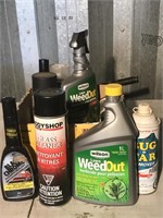 Variety of cleaners, weed killer, paint and more.
