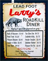 Metal Lead Foot Larry's sign
