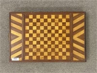Inlaid Wooden Checkerboard with Pull Out Drawer