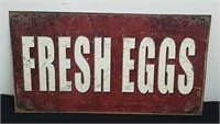 16 x 8.5-in metal fresh eggs sign