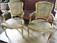 Pair Gold Painted Victorian Parlor Chairs