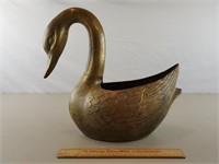 Brass Swan Planter 15 & 1/2" H