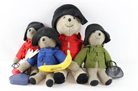 4 Vintage Paddington Bear Plush Toys