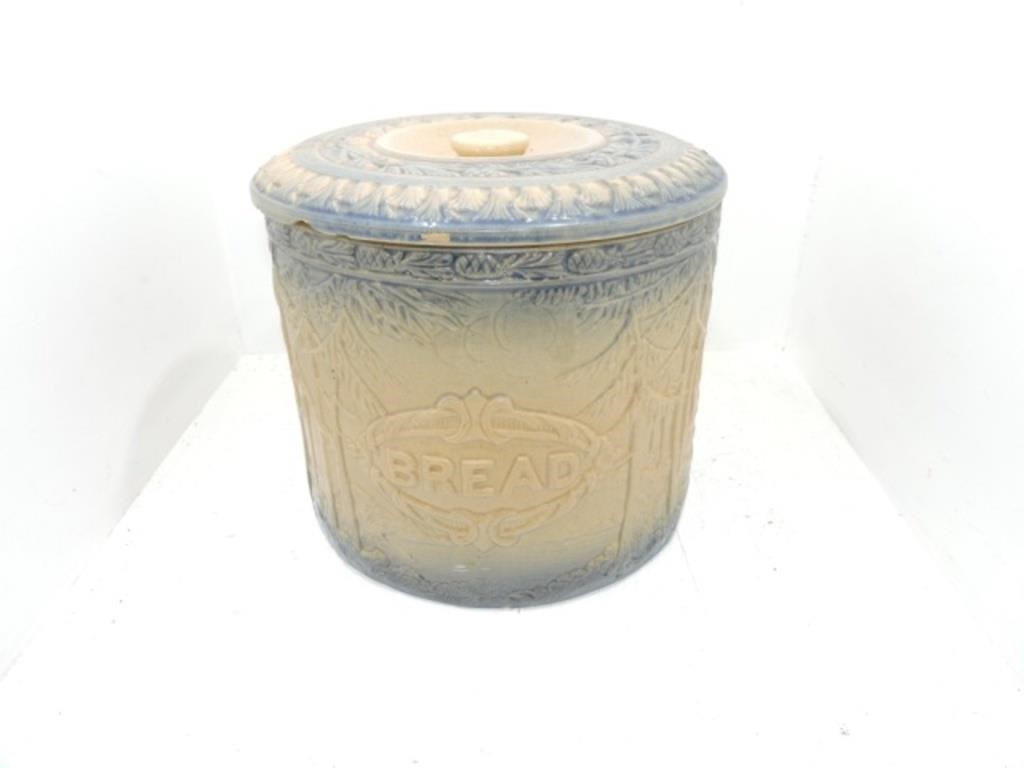 Blue/white stoneware 'Bread' crock with
