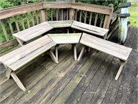 Grouping of Wooden Benches