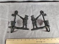 VINTAGE CAST IRON COLONIAL MAN CANDLE HOLDERS