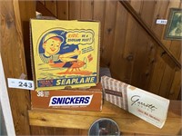 VINTAGE IDEAL'S SEAPLANE TOY BOX & CANDY BOXES