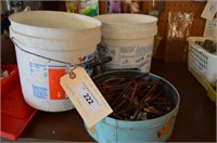 Small pails w/contents: Seat belts, screws & clips