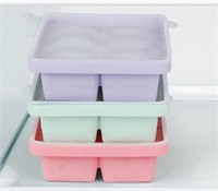 ICE CUBE TRAY WITH LID, 3 PACKS 18 CUBES,