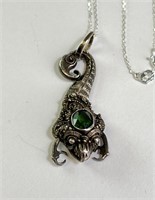 18' Sterling Emerald Dragon Italian Necklace