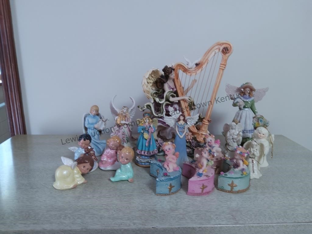 One box lot of various angels girls figurines