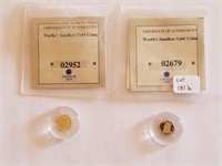 (2) 14K Gold Krugerrand Gold Replica Coins