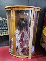 Lighted Wood Curio Cabinet with Glass. Measures