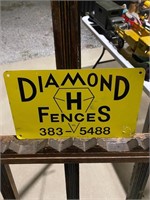 Vintage Diamond H Fences Metal Sign