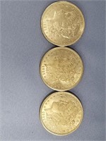Lot of 3 Morgan silver dollars, all 1921