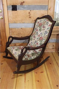 Upholstered Swan Rocking Chair