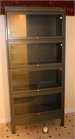 Steel and glass 4 section barrister bookcase, Gov'