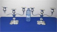 2 Coronet Plate E.P. Lead Candelabras 8.25" H