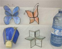 4 Pcs Of Stained Glass: 2 Butterflies, Night Light