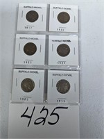 Lot of 6 Buffalo Nickels