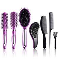 SIQUK 7 Pcs Hair Brush and Comb Set Round Brush Pa