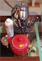 Fondue Set & Pottery Tea Pot