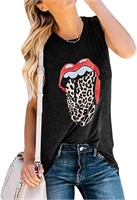 Fuyxxmer Women Red Lip Leopard Tongue Graphic