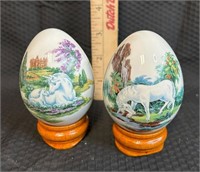 2 Painted Unicorn Eggs - Ebay!