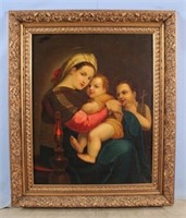 Madonna and Child Oil on Canvas 19th C.