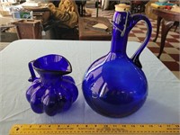 CLEVENGER lobed pitcher ITALY 13" jug cobalt blue
