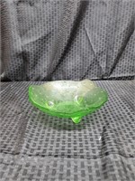 Green Glass Footed Bowl