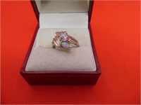 Marked 925 Pink Gemstone Ring Size 6
