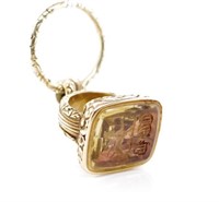 A large Victorian citrine and yellow gold fob seal