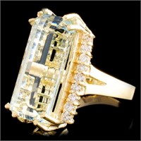 14K Gold Aquamarine 9.51ct & Diam Ring 0.50ctw