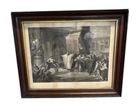 1864 EARLY WALNUT SHADOWBOX FRAME ENGRAVING