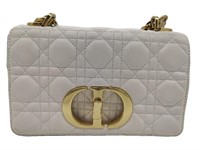 White Quilted Leather Full Flap Chain Strap Bag