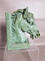 Vtg Stone Horse Head Book End, 7x8in